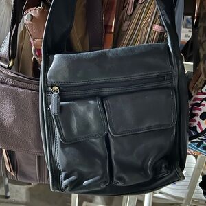 Men's Black Leather Shoulder BagFossil